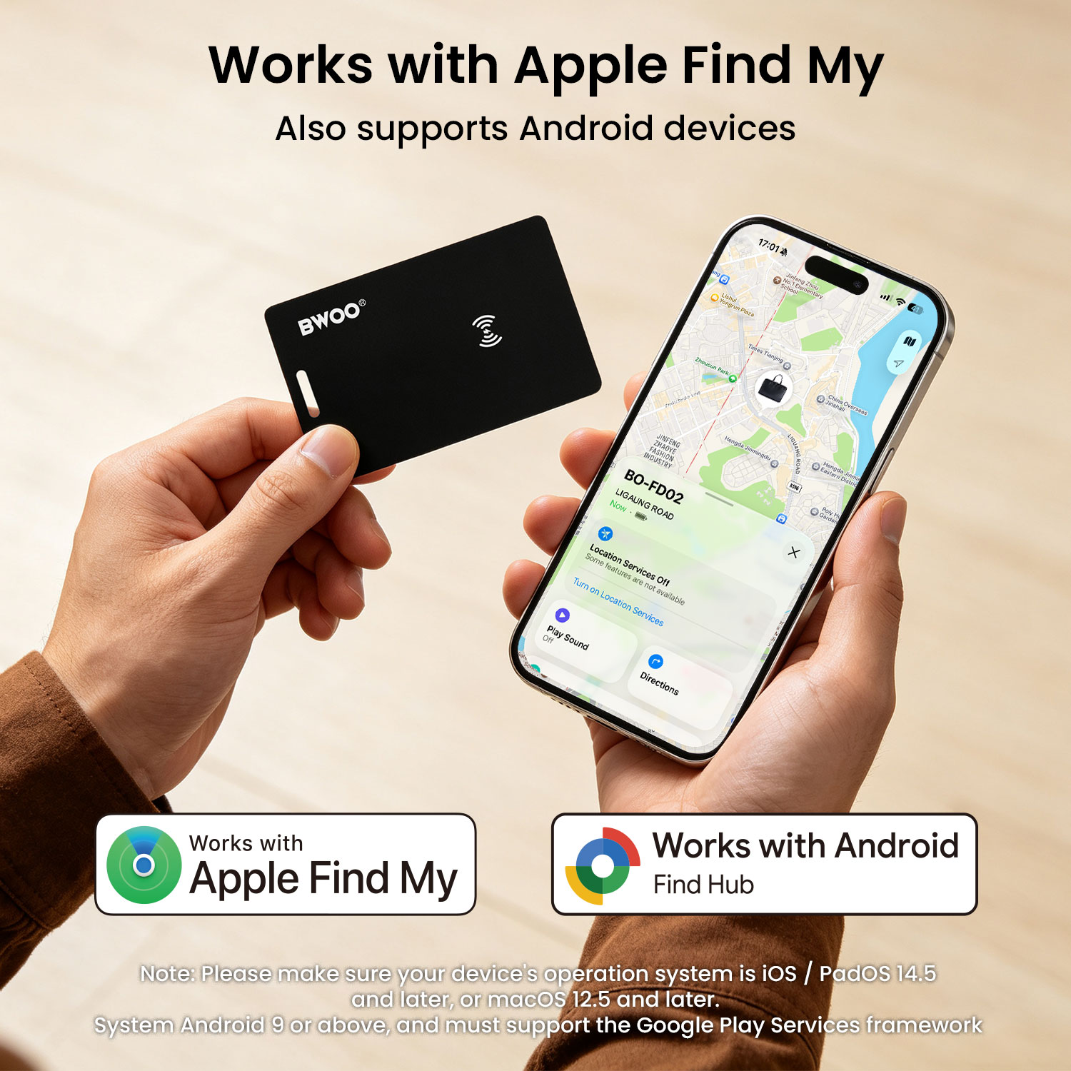 BWOO Wallet Tracker Card for Apple Find My