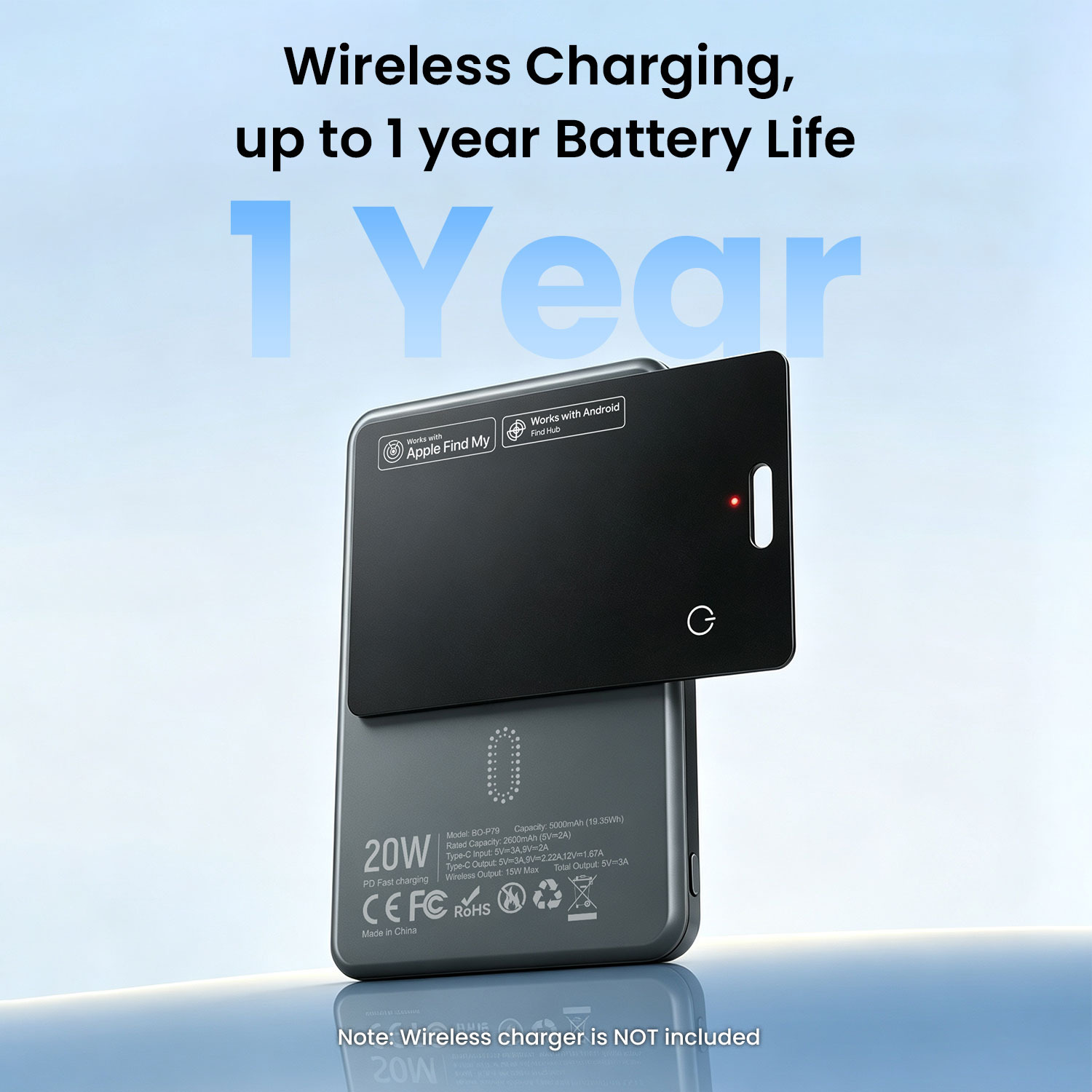 BWOO Wallet Tracker with Up to 1 Year Battery Life