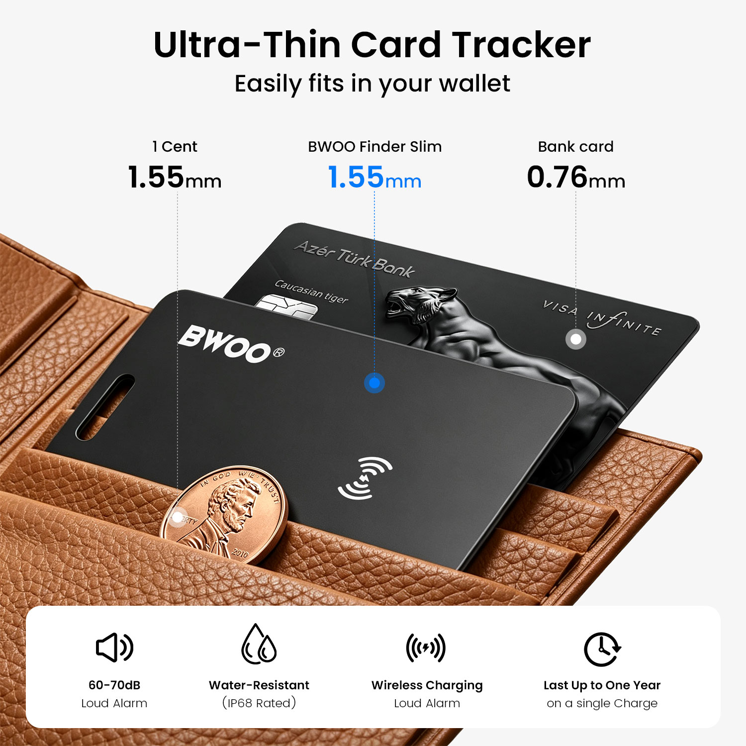 BWOO Slim Wallet Tracker Card for Everyday Use