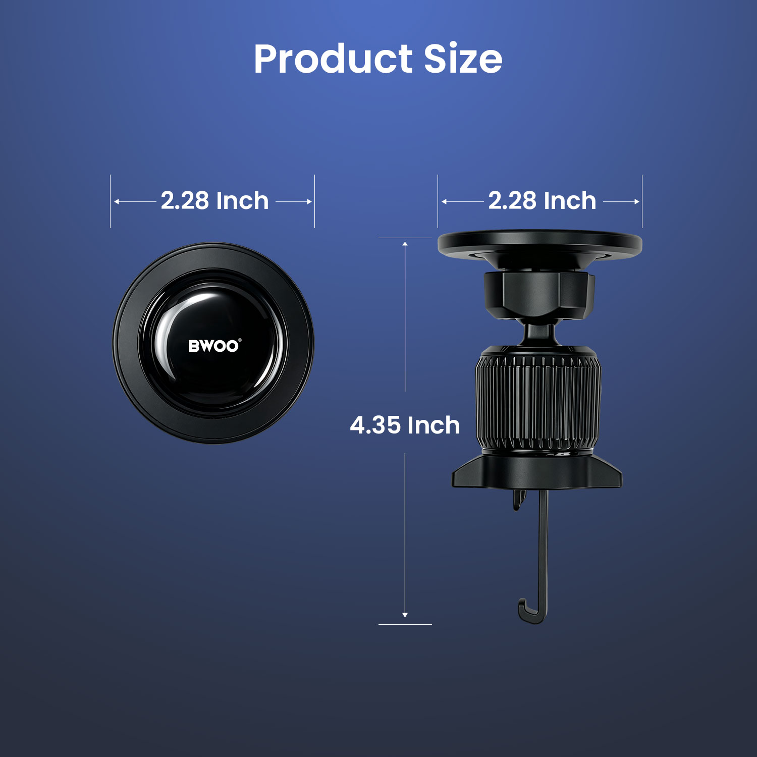 Product Size of BWOO Magnetic Car Mount