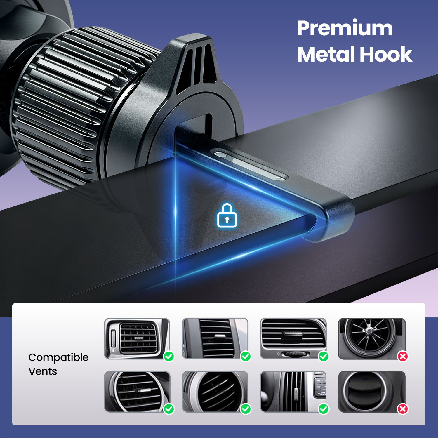 BWOO Magnetic Phone Holder for Horizontal Air Vents