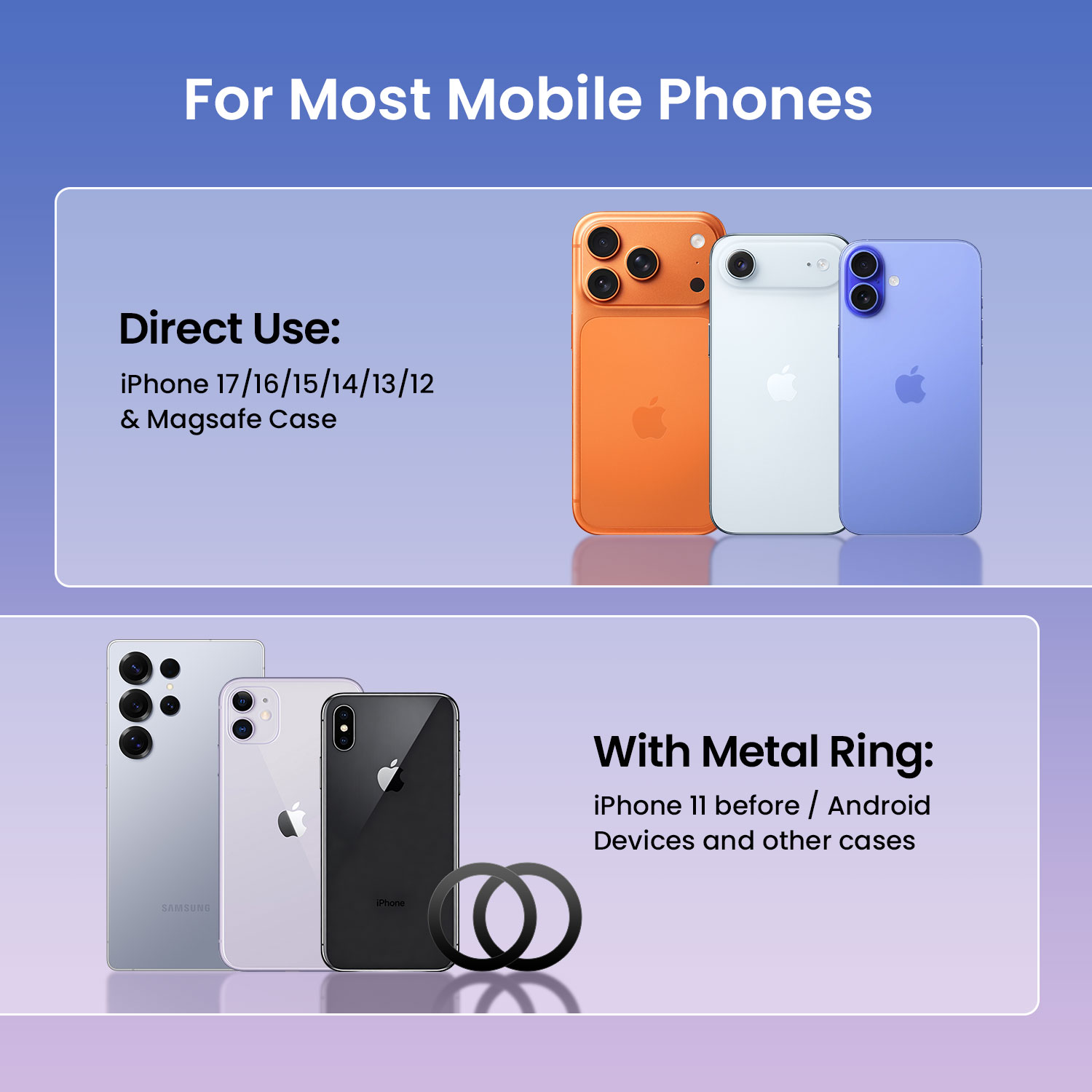 BWOO Magnetic Car Phone Holder for Most Smartphones