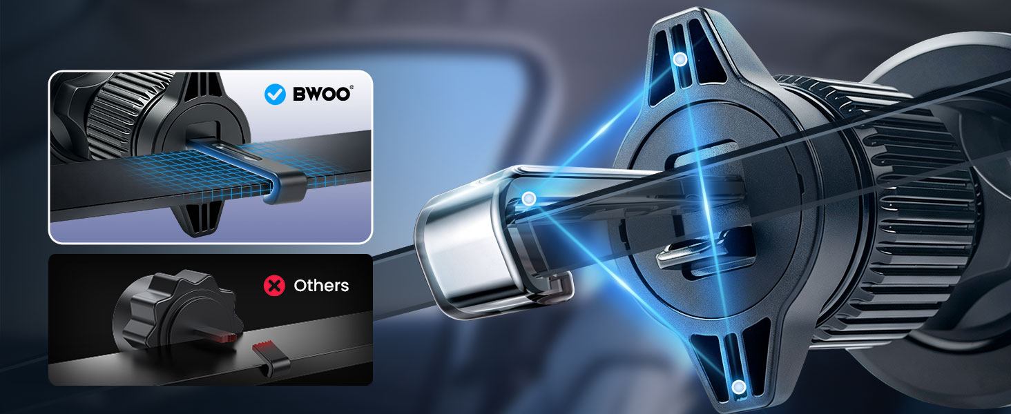 BWOO Magnetic Phone Holder with Metal Hook for Car Air Vent