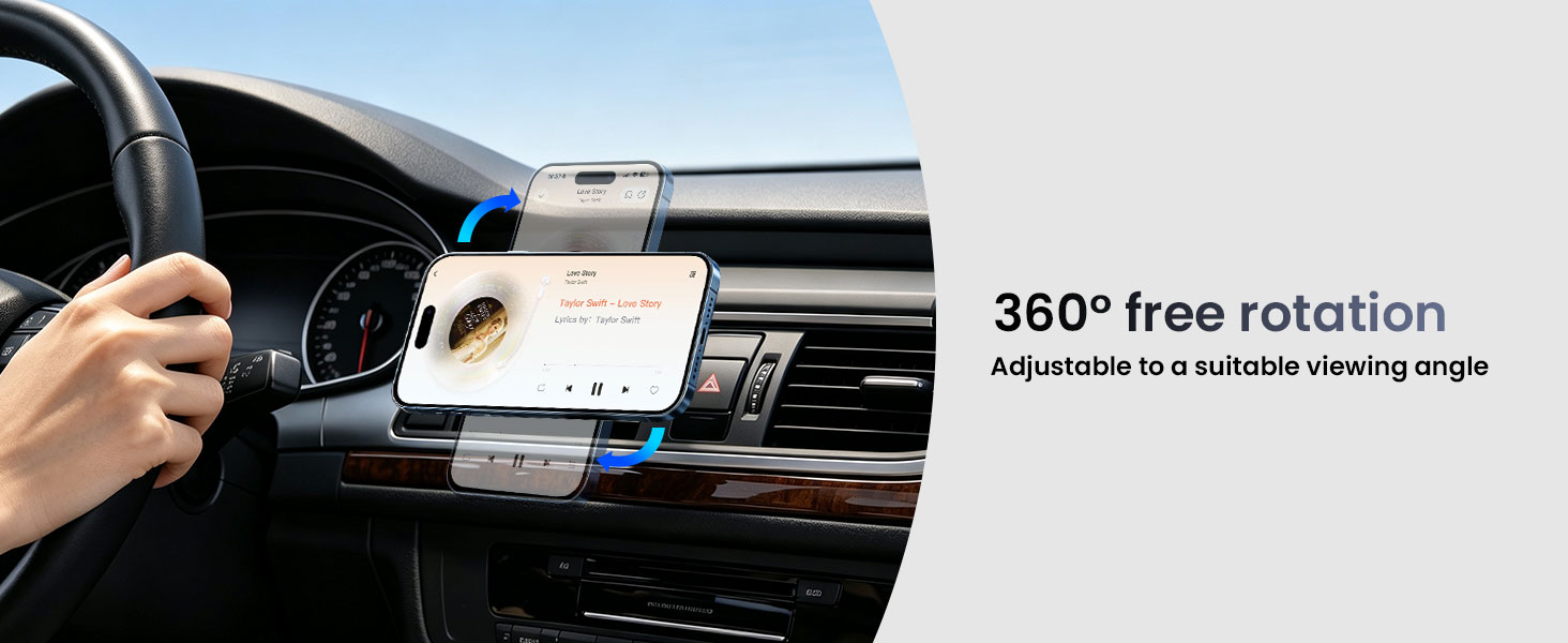 Magnetic Air Vent Phone Holder with Metal Ring Support