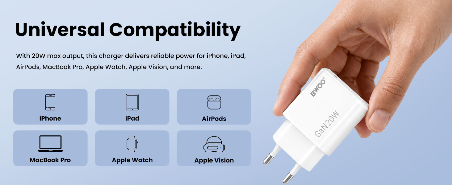 20W USB-C Charger for iPad and AirPods