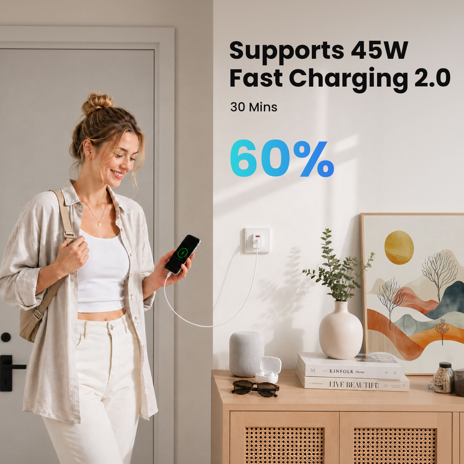 45W Dual-Port GaN Charger for Home and Travel