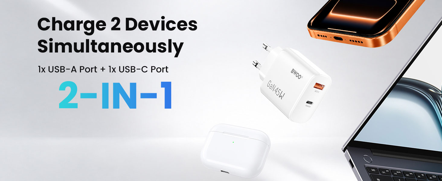 Compact 45W GaN Laptop Charger