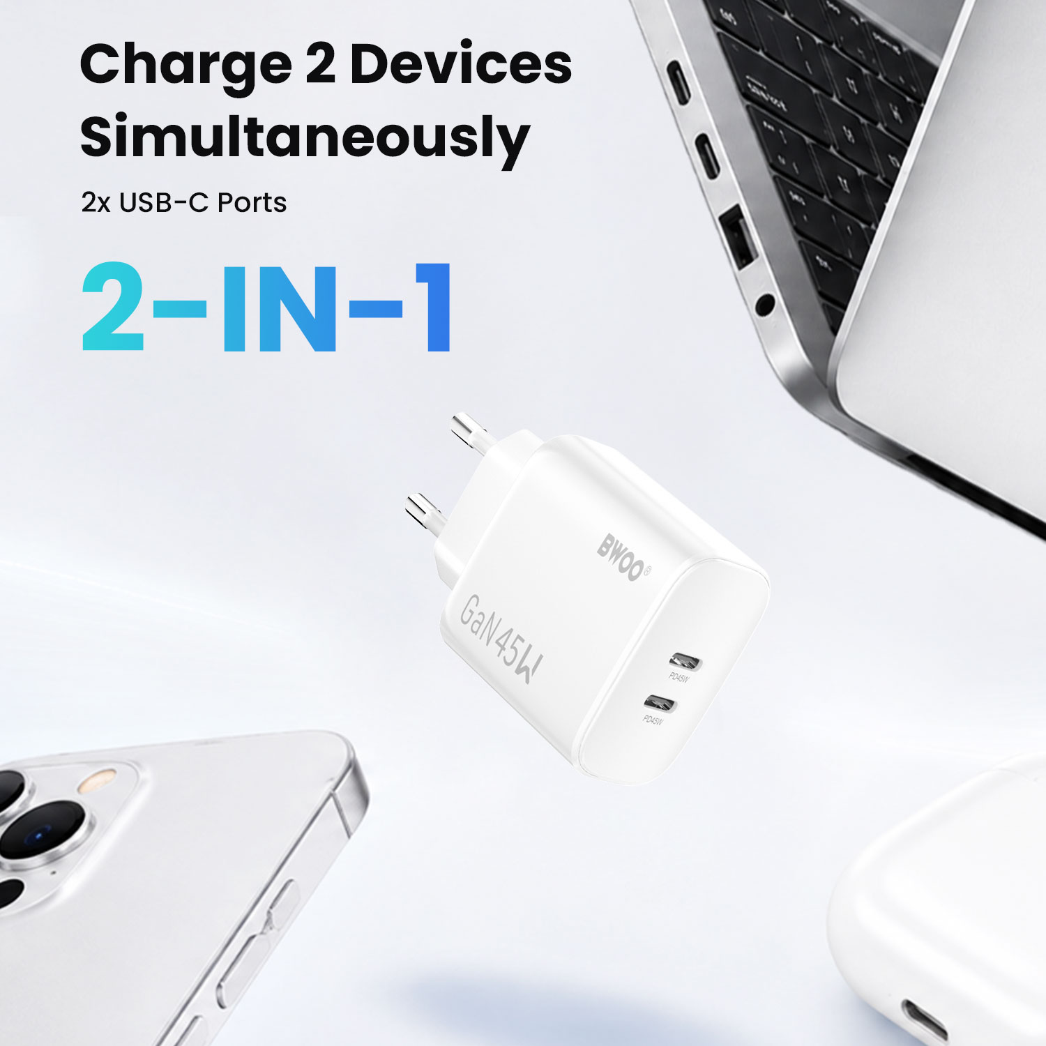 45W GaN Charger with Two USB-C Ports