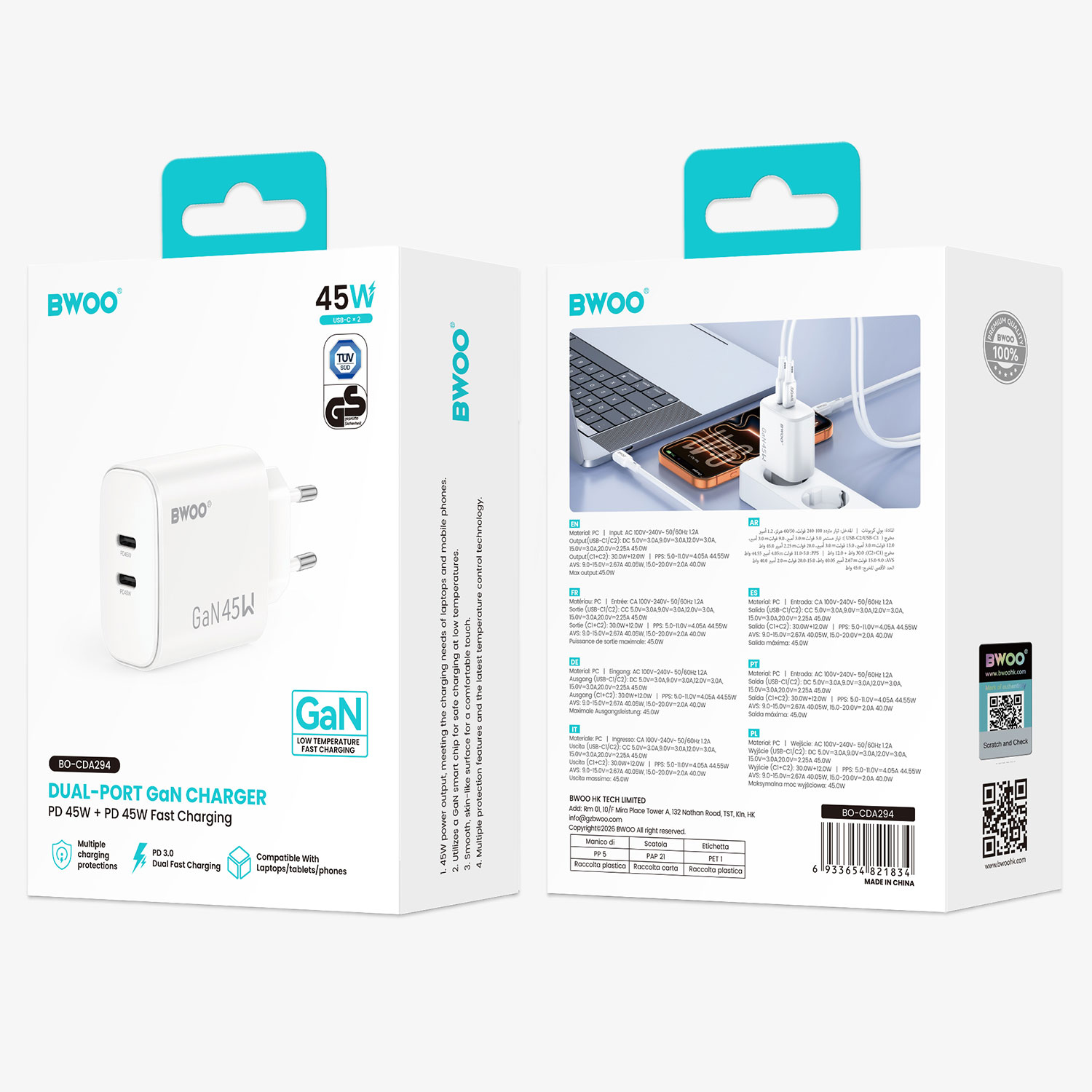 45W Dual USB-C Charger for Everyday Use