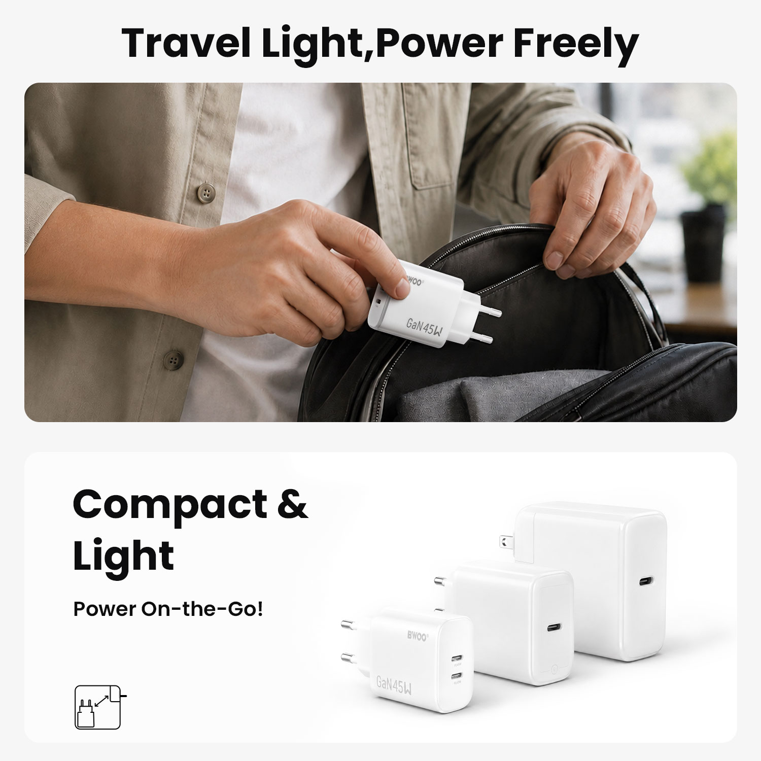 45W USB-C Fast Charger for Work and Travel