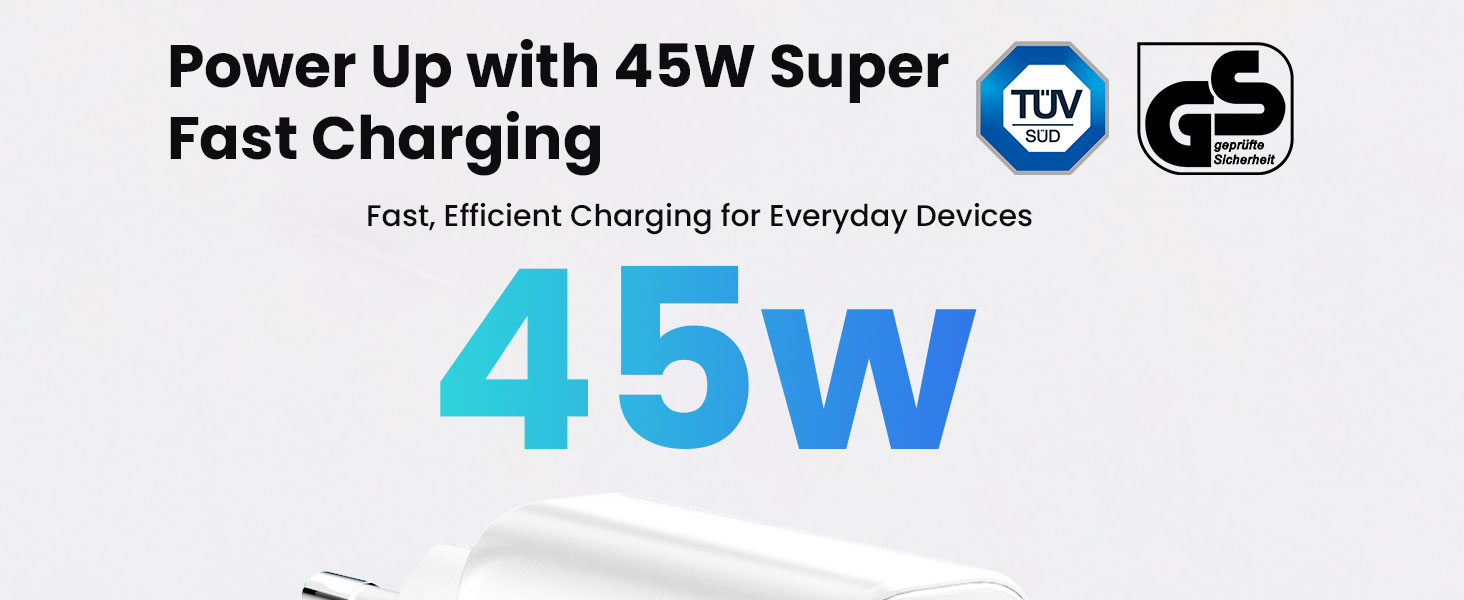 GaN-Powered 45W Dual USB-C Fast Charger