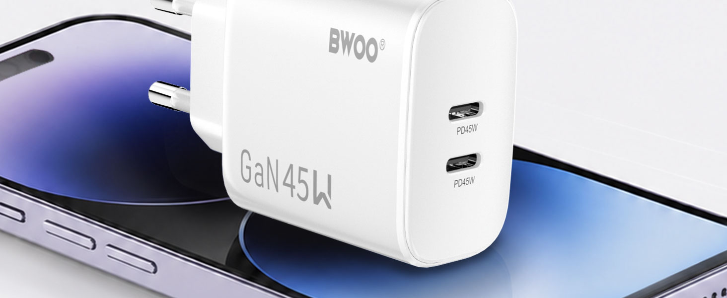 45W Dual USB-C Charger for Mobile Devices