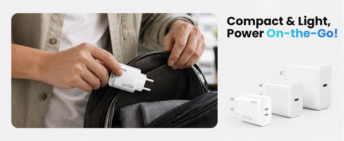 Compact 45W Dual USB-C GaN Charger
