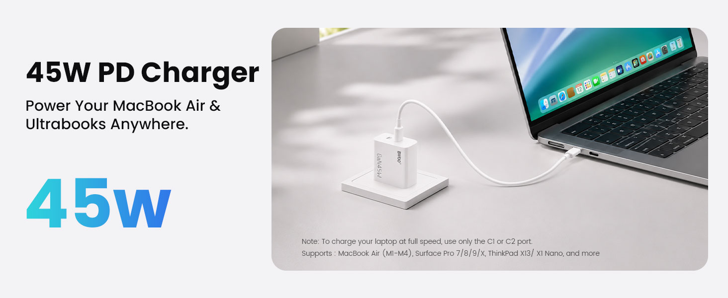 45W PD Fast Charger with Dual USB-C Outputs