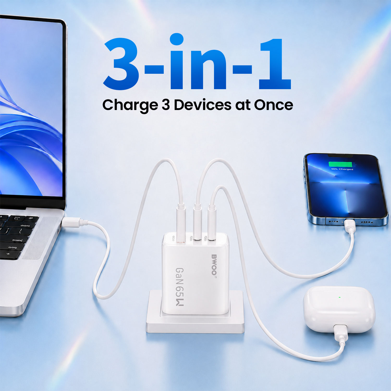 BWOO 65W GaN Fast Charger for Multiple Devices