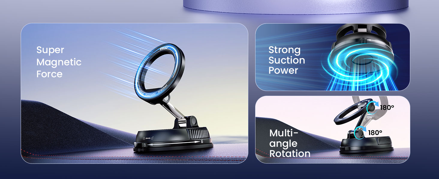 Strong N52 Magnetic Car Phone Mount for Dashboard