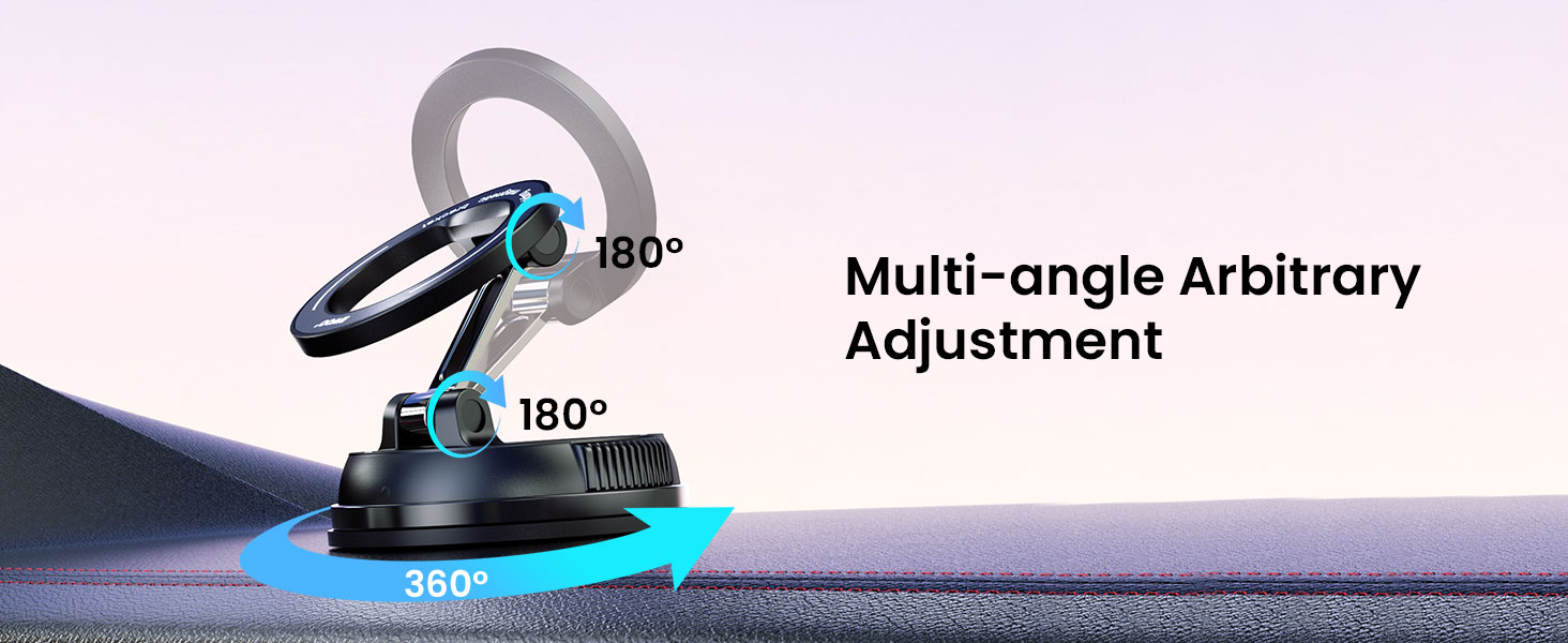Multi-Angle Magnetic Car Phone Holder with Suction Cup