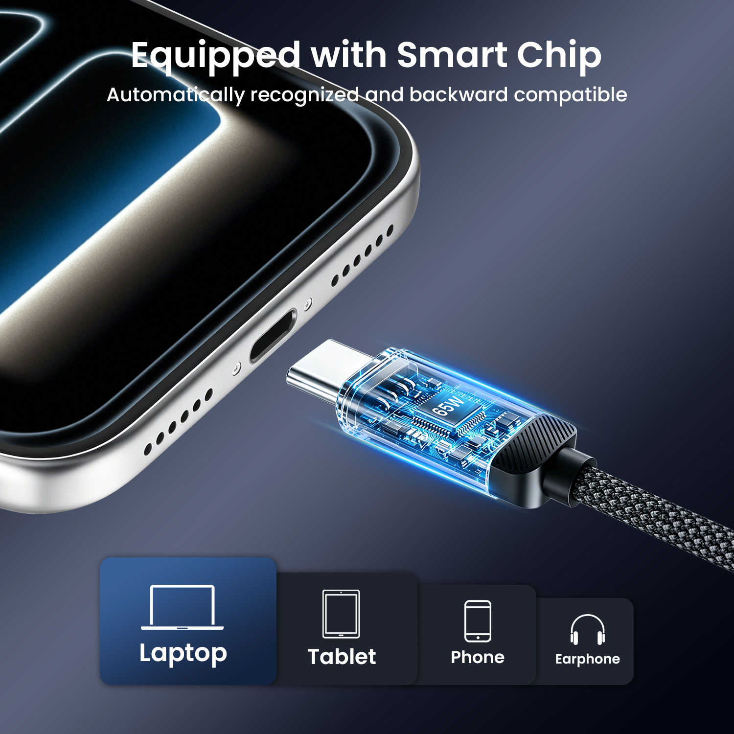 USB-C Cable with Built-In E-Marker Chip