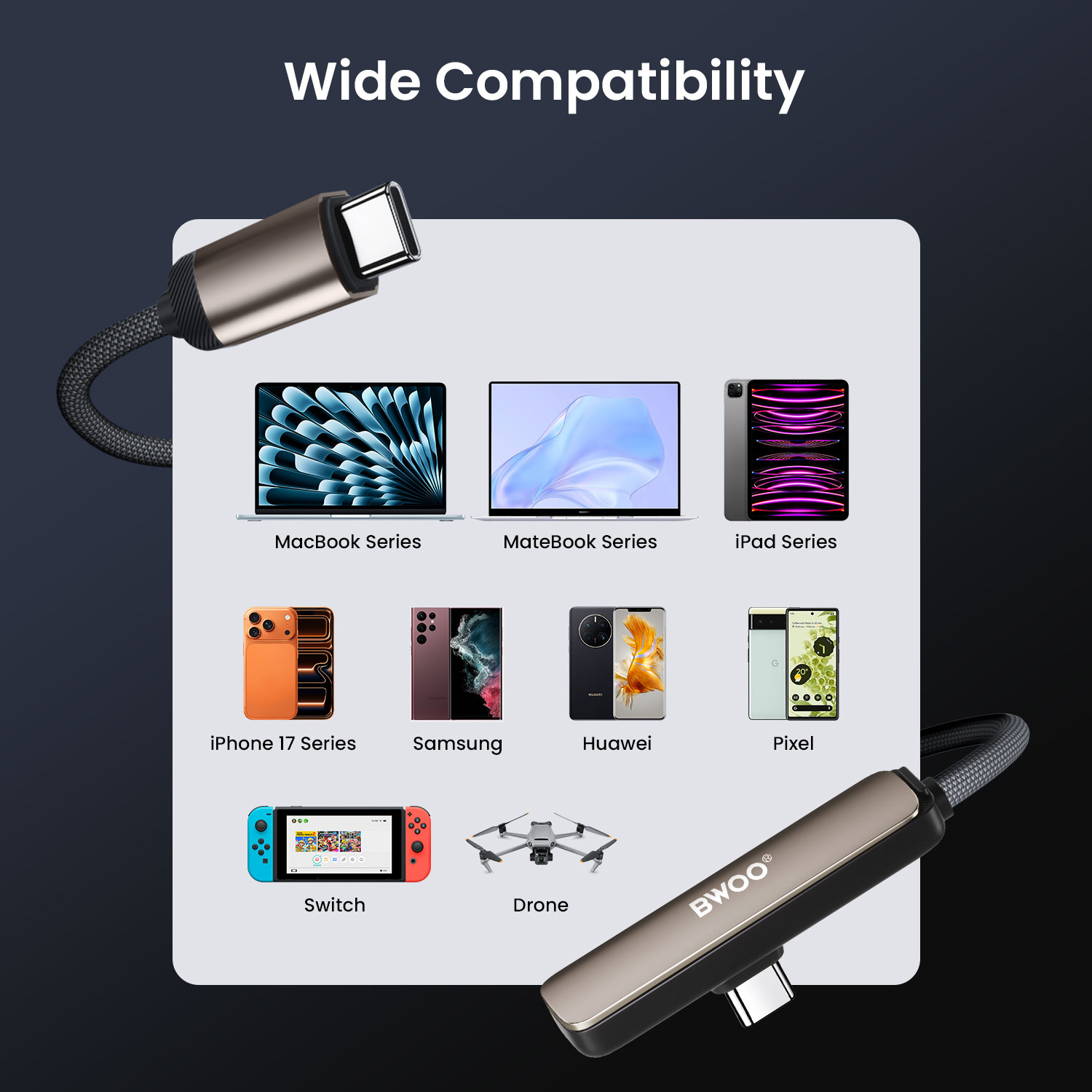 65W PD Fast Charging Cable for Laptop and Phone