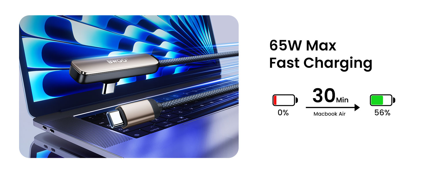 65W USB-C Cable for Laptop Fast Charging