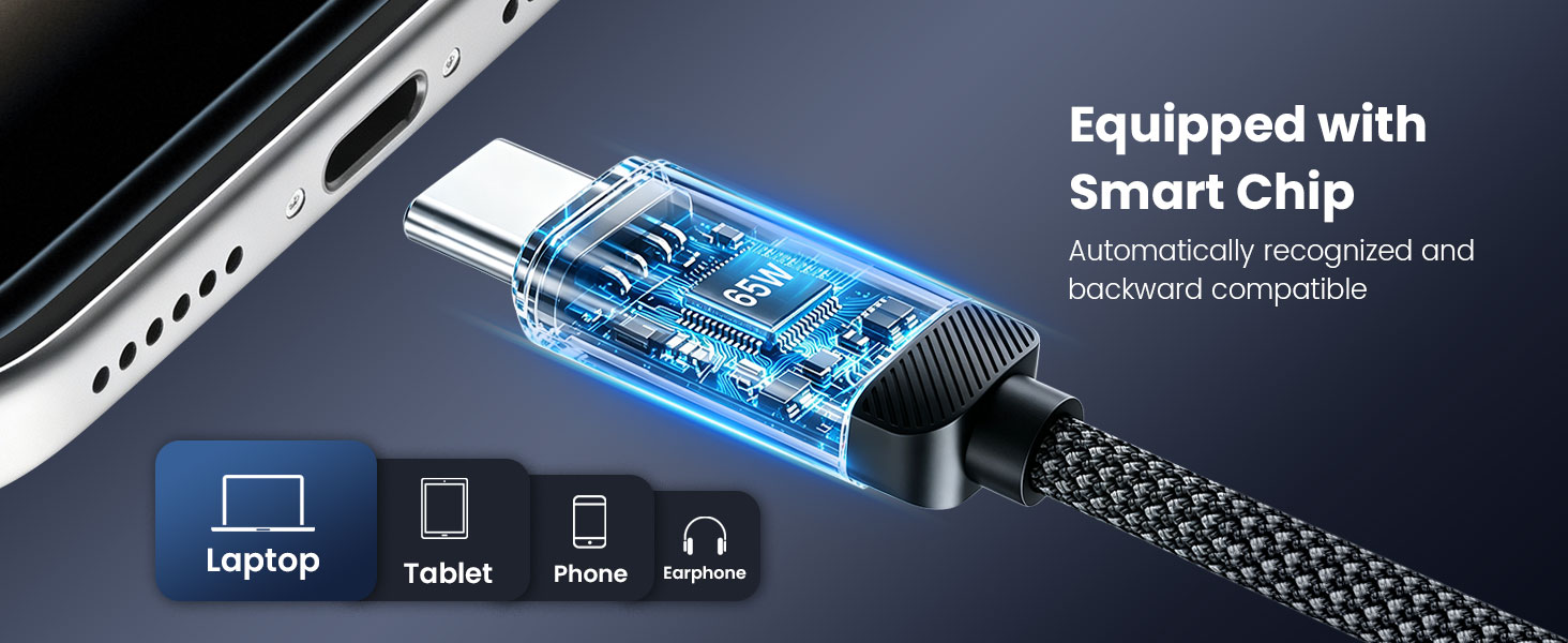 BWOO USB-C Invisible Charger Cable Built-In E-Marker Chip