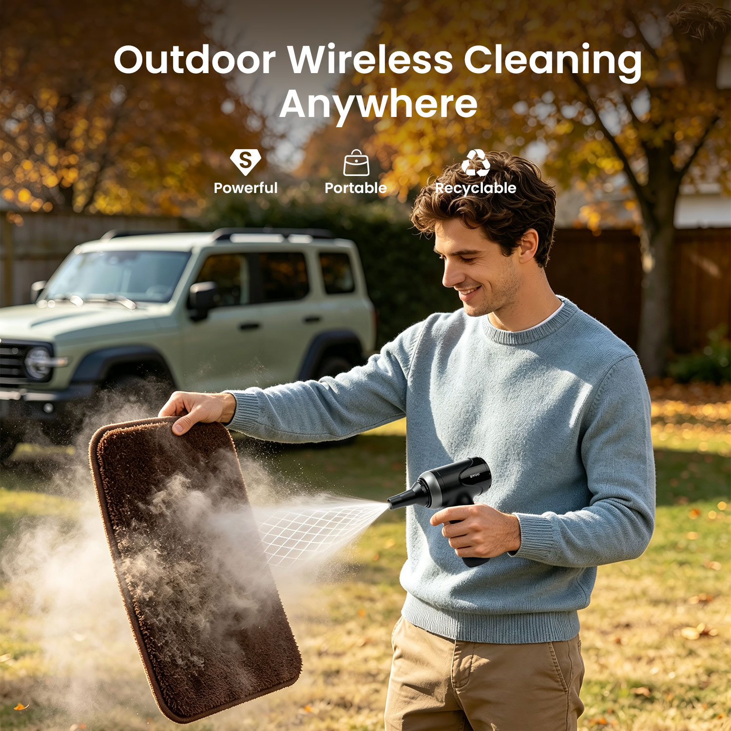 BWOO Electric Air Duster for Car Floor Mats
