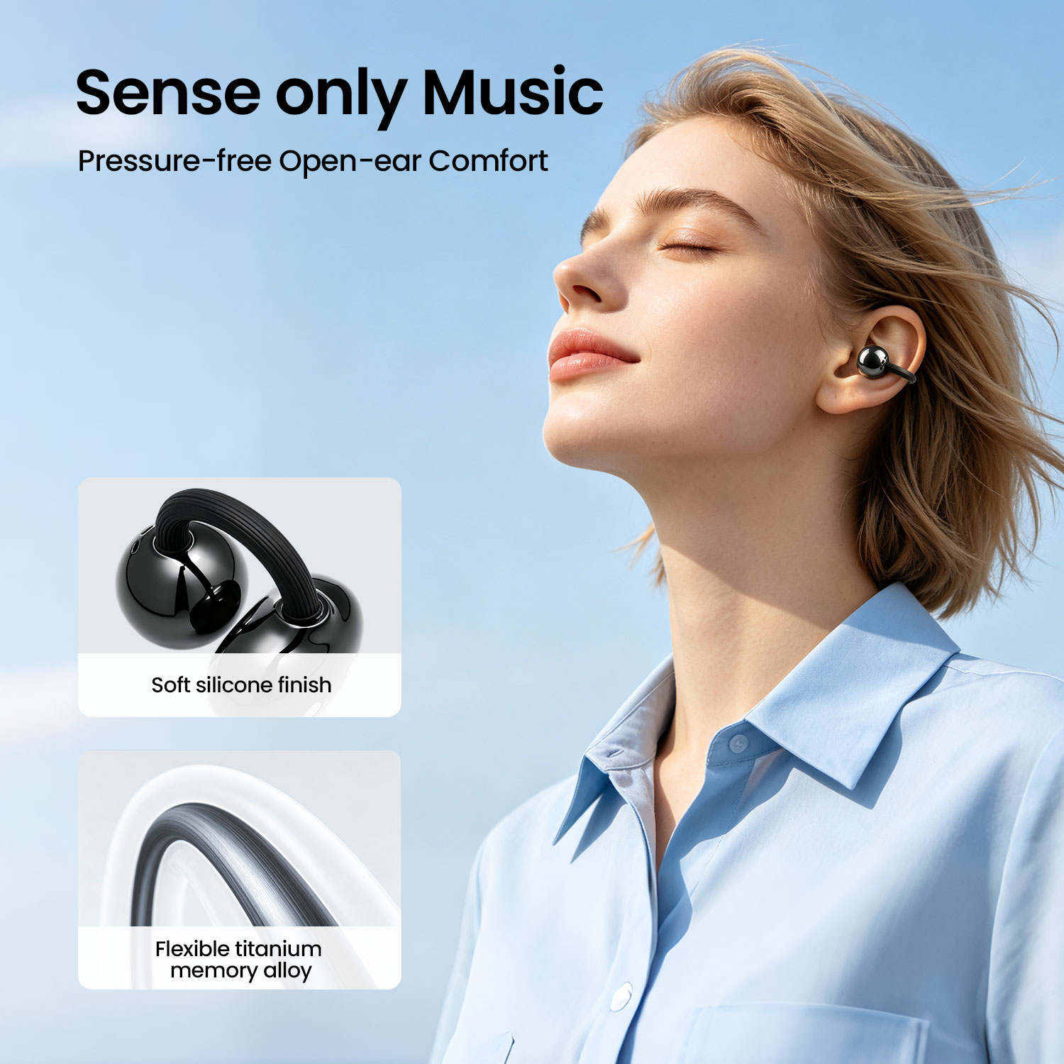Titanium Memory Wire Open-Ear Clip Earphones