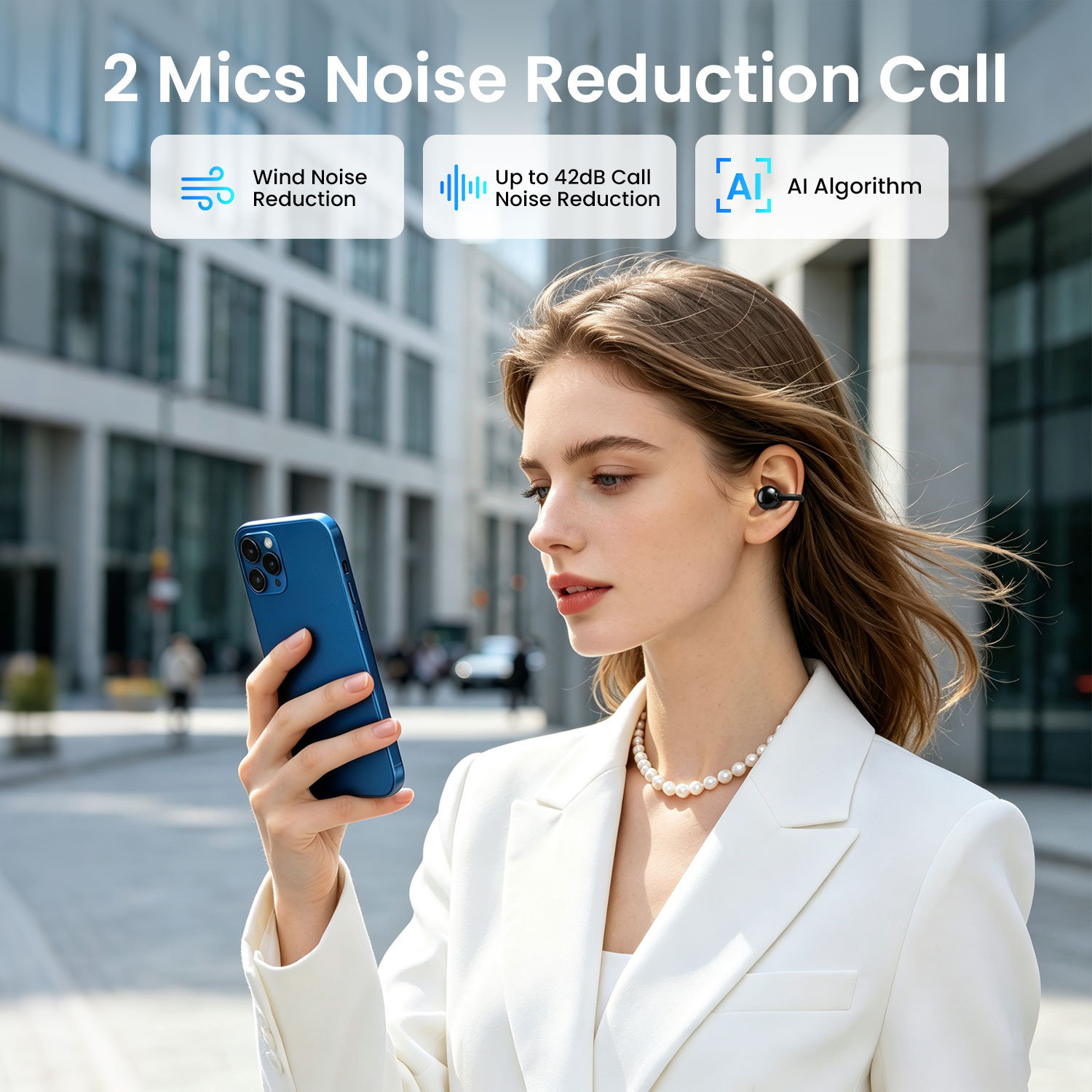 Dual-Mic Noise Cancelling Open-Ear Earphones