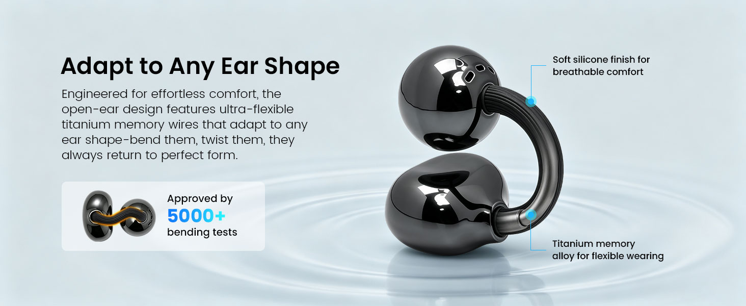 Flexible Titanium Clip-On Wireless Earphones