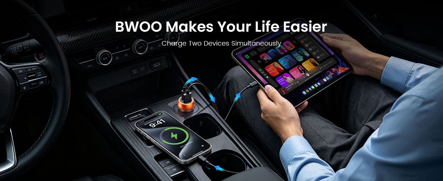 Fast Charging Car Adapter with USB-C and USB-A