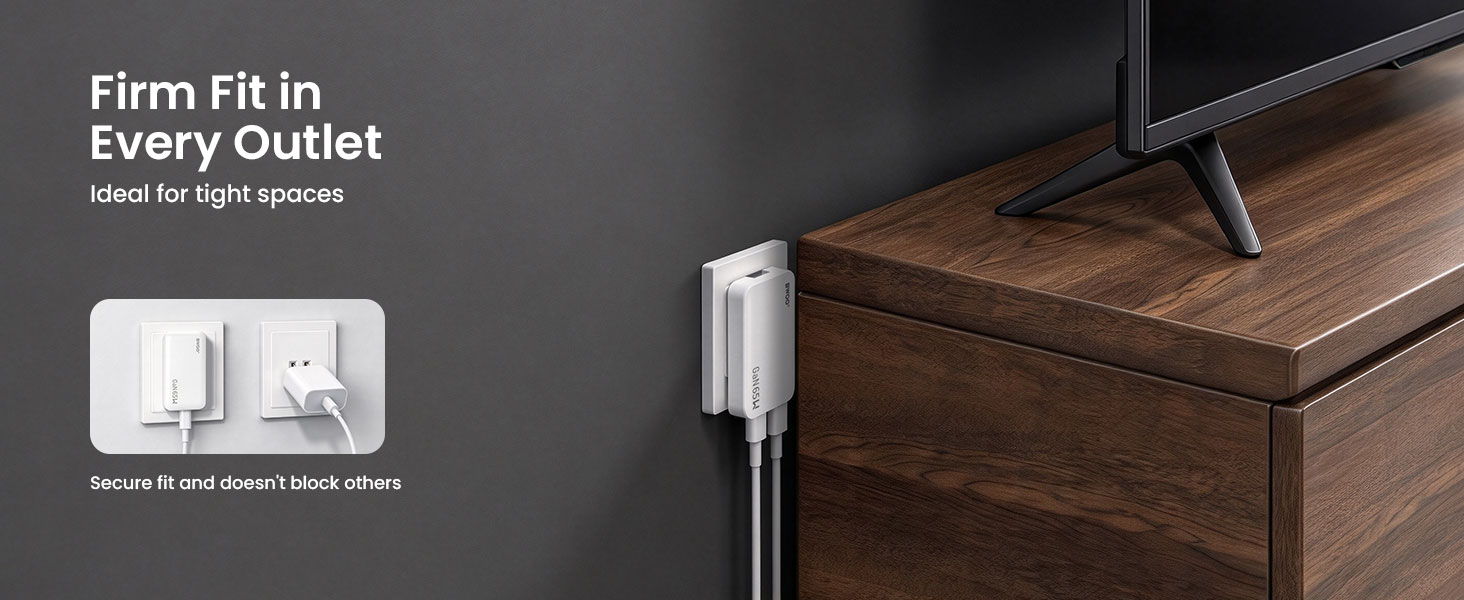 Space-Saving Flat Wall Charger for Tight Spaces
