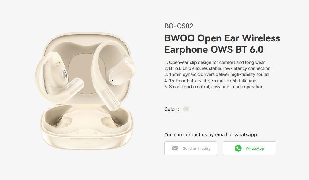BWOO BO-OS02 Open-Ear Wireless Earphones BT6.0 BWOO BO-OS02 Open-Ear Wireless Earphones BT6.0